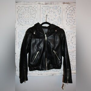 Blank NYC Faux Leather Multi Layer Hooded Jacket